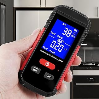 High-Precision EMF Meter Electromagnetic Field Detector 600mAh Rechargeable Electromagnetic Radiation Tester EMF Detector Meter with LCD Display Alarms Data Lock for Home Office Outdoors Ghost Hunting