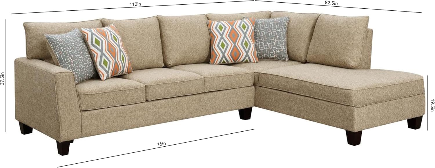 Upholstered Sectional Sofa with 4 Cushions, Modern Tufted Micro Cloth L-Shaped Sofa Couch, with Memory Foam, 5 Seat Modular sectional Sofa with Reversible Chaise - Saddle - Oliver & Smith