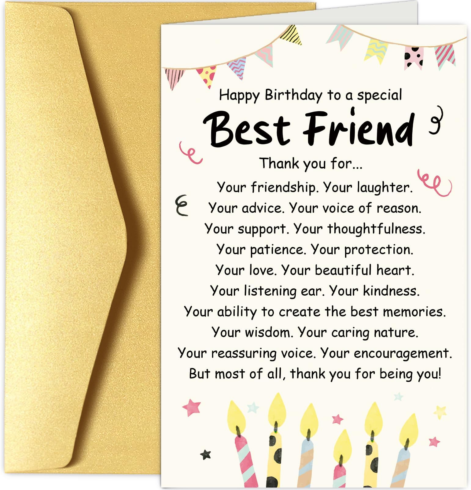 Chenive Birthday Card for Friend, Best Friend Birthday Card, Poem Birthday Card for Bestie BFF Soulmate, Happy Birthday to A Special Best Friend