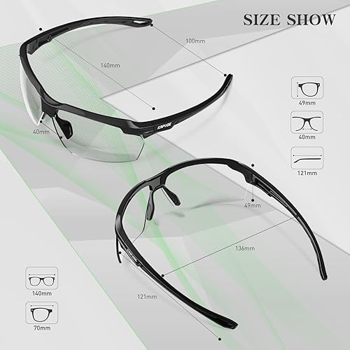 Miniatura 5 de KAPVOE Gafas de sol fotocromáticas para hombres y mujeres, gafas de sol deportivas, ciclismo, correr, béisbol, golf, 100% protección UV