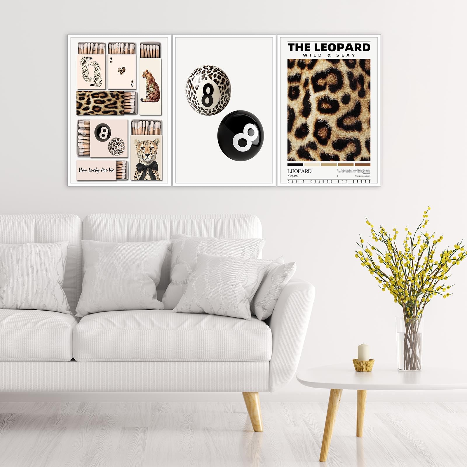 Amazon.com: ZETCGSH 3pcs Trendy 8 Ball Leopard Wall Art Abstracts