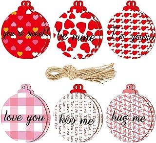 バレンタインデーの装飾品、バレンタイン用木製装飾品 | バレンタインデーのオーナメントバレンタイン ハート ツリー デコレーション 12 個 | 絶妙な丸い飾り、バレンタインパーティーペンダント、寝室、窓、ドアの装飾に。