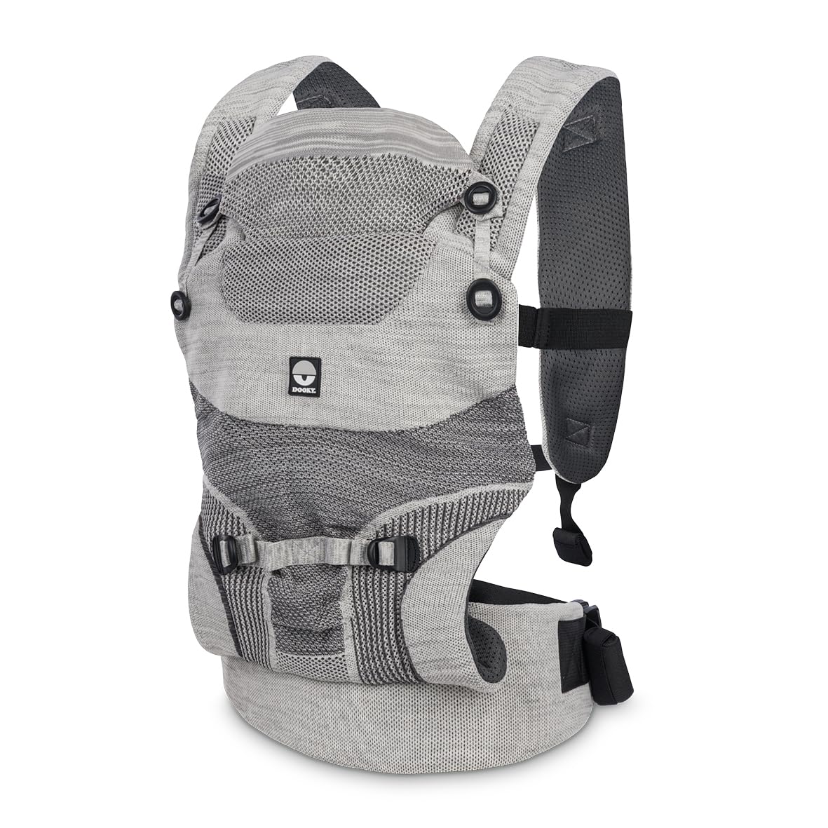 Dooky Carrier Terra Nova, Babytrage Neugeborene ab Geburt, Ergonomische Babytrage 0-3 Jahre, 3.5-15 KG, M-Position, 3 Tragepositionen: Bauchtrage und Rückentrage, Baby Carrier, Atmungsaktiv, Grey