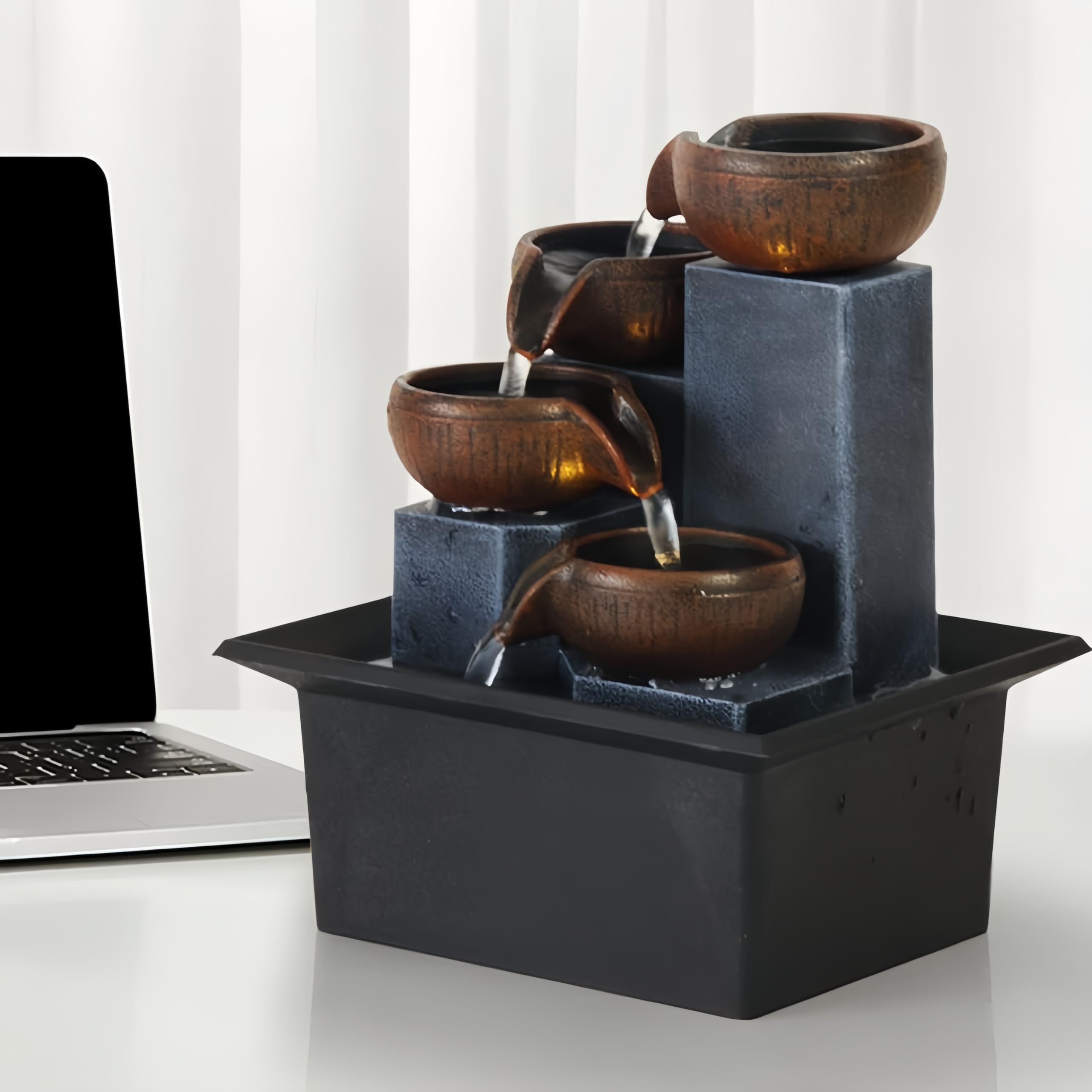 Fuente de Agua de sobremesa para Interiores: Elemento Decorativo para meditación, Yoga, Estudio, té, Salas de Estar, oficinas y Salones de Belleza.