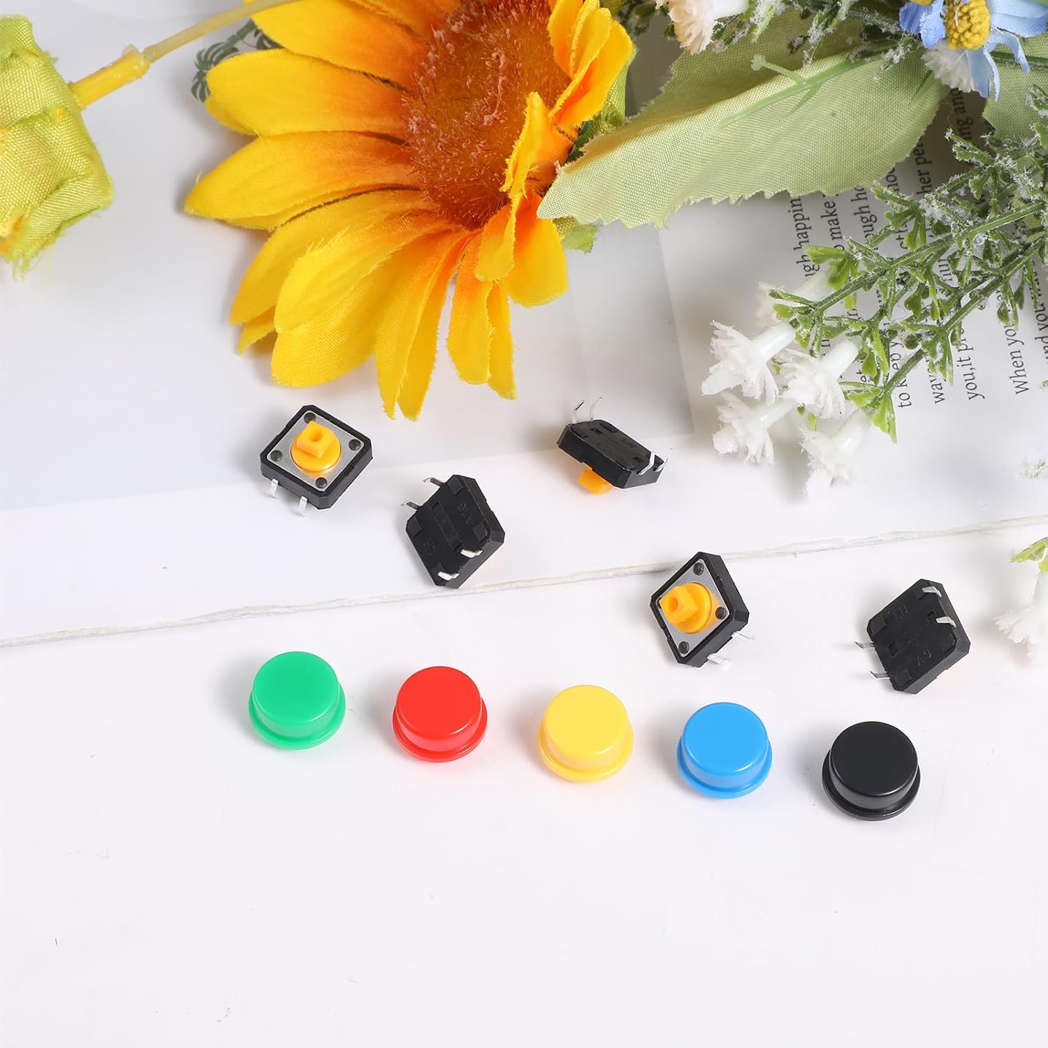 80Pcs Tactile Switches Tactile Button and Switch Set 12x12x7.3 mm