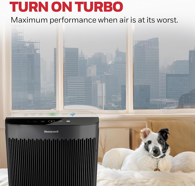 Honeywell HEPA Air Purifier for Home, 2423 Ft² Rooms in 1 Hour, Air Quality Monitor, Auto Mode, Reduces Allergens, Dust, Pollen, Pet Dander, Odors, Smoke, Black, HPA5300B image 5