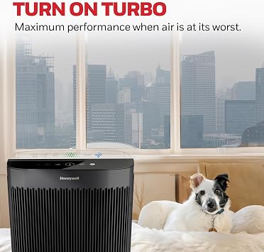 Honeywell HEPA Air Purifier for Home, 2423 Ft2 Rooms in 1 Hour, Air Quality Monitor, Auto Mode, Reduces Allergens, Dust, Pollen, Pet Dander, Odors, Smoke, Black, HPA5300B