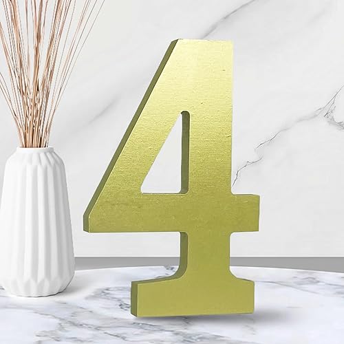Miniatura 8 de AOCEAN Números de madera dorada de 6 pulgadas, números de madera sin terminar para decoración de pared, números decorativos de pie, rebanadas,