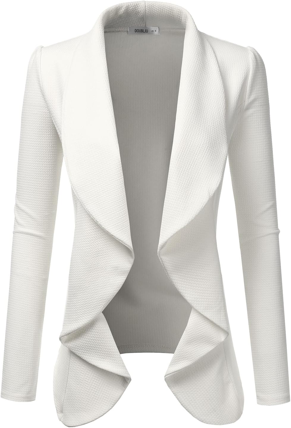 DOUBLJU Classic Draped Open Front Long Sleeve Business Casual Work Deconstructed Blazer Jackets for Womens with Plus Size