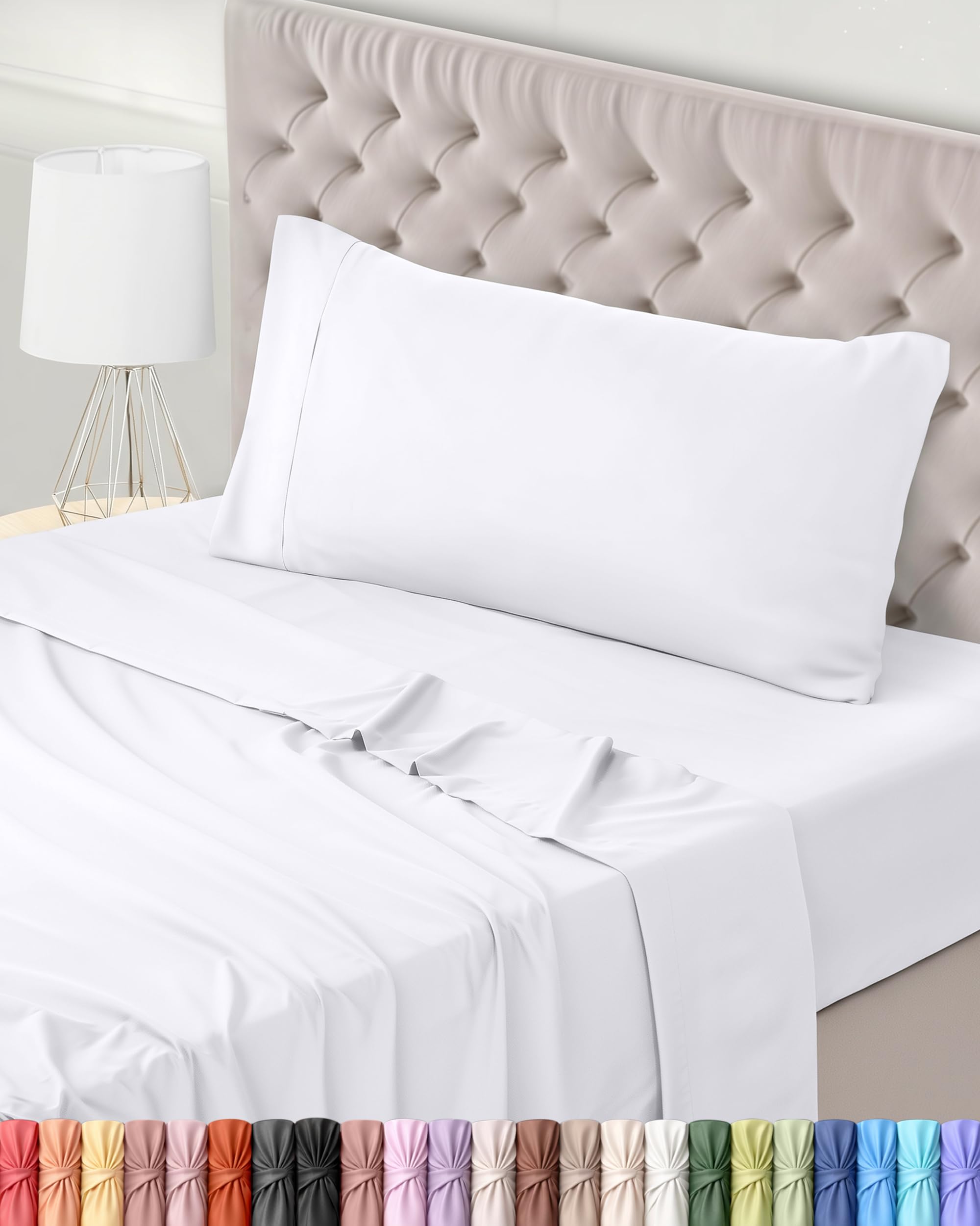 Utopia Bedding - Set Lenzuola Letto Singolo 3 Pezzi 90x190 cm - Spazzolata Poliestre di Microfibra - Oeko-Tex Certificato - Lenzuolo con Angoli, Lenzuolo Piatto e 1 Federa 50x75, Bianco