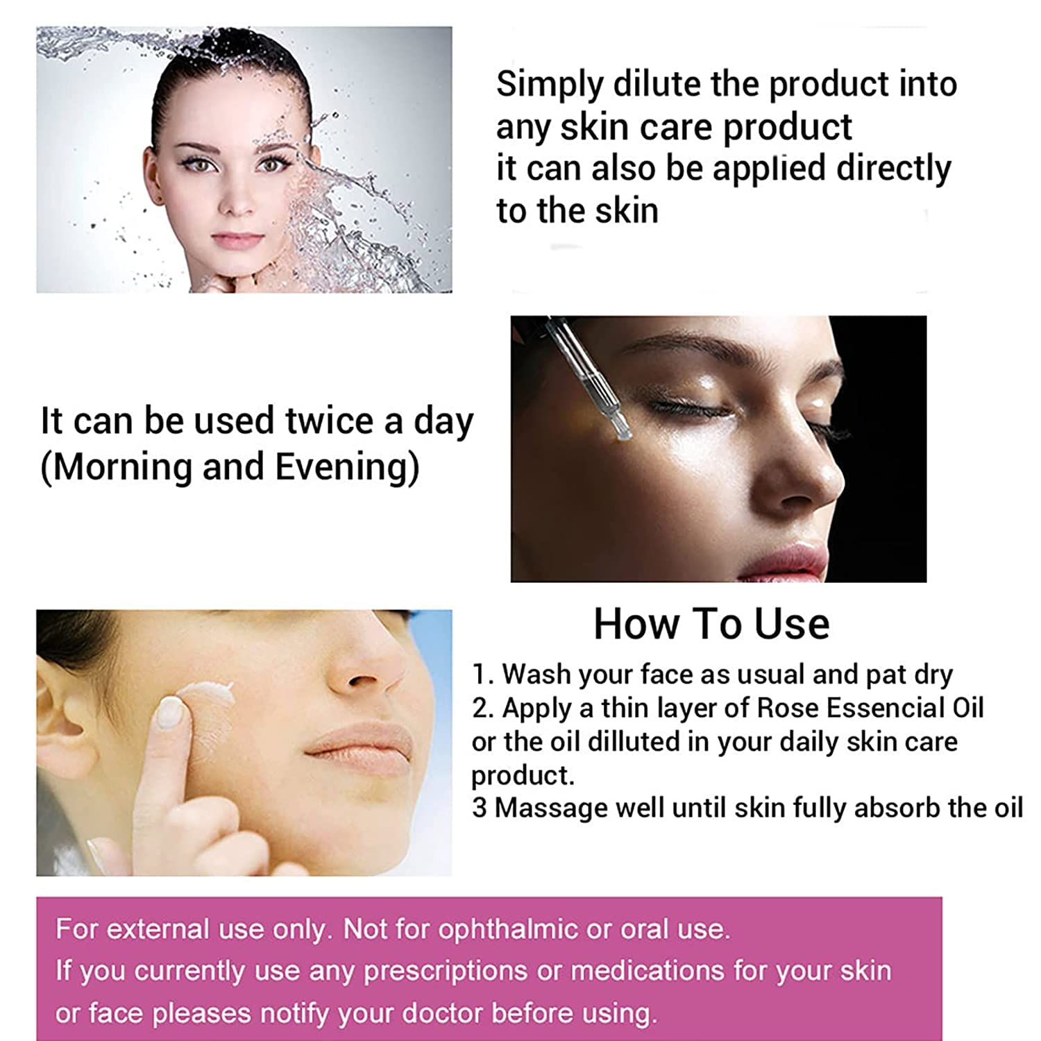 Rose Essential Oil, Organic Vitamin E Oil for Skin, Natural Facial Oil, Moisturizer Rose Oil for Dry Skin, Anti Aging & Anti Wrinkle Serum, Acne Scar Treatment for Face & Skin Care, 1 Fl Oz ( 30ml) : Beauty & Personal Care