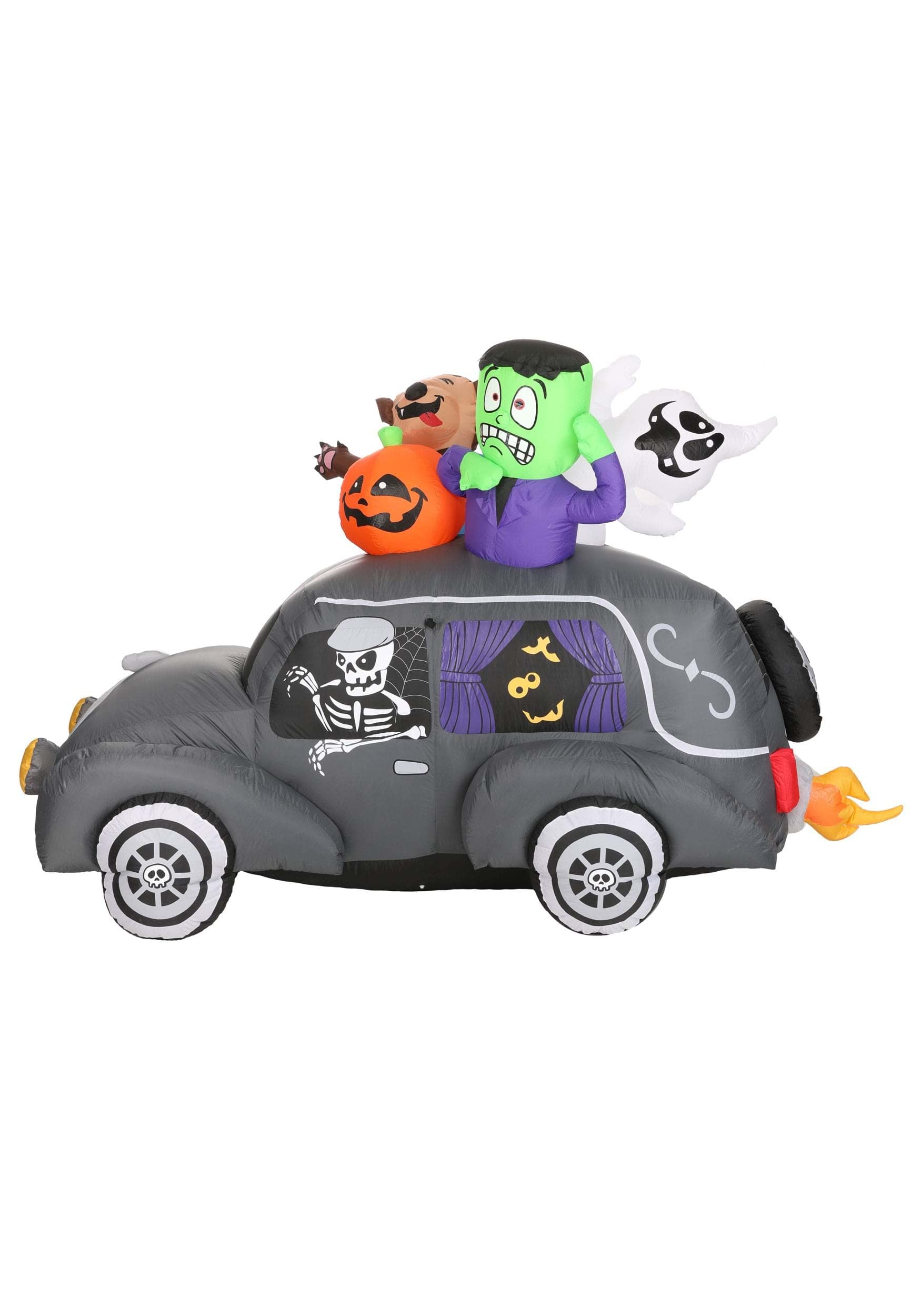 Corbillard gonflable Halloween extérieur grande taille décor voiture citrouille