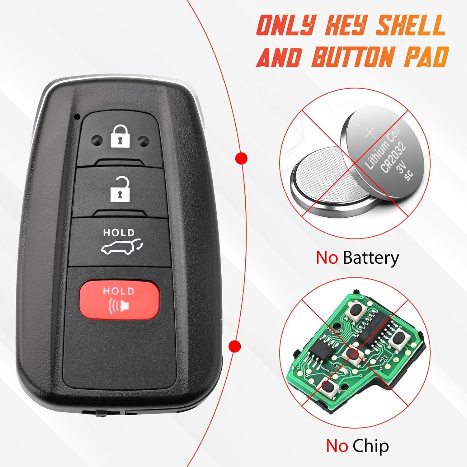 HYQ14FBN Key Fob Shell Case Compatible with RAV4 2019-2022 RAV4 Prime 2021-2022 Highlander 2020-2022