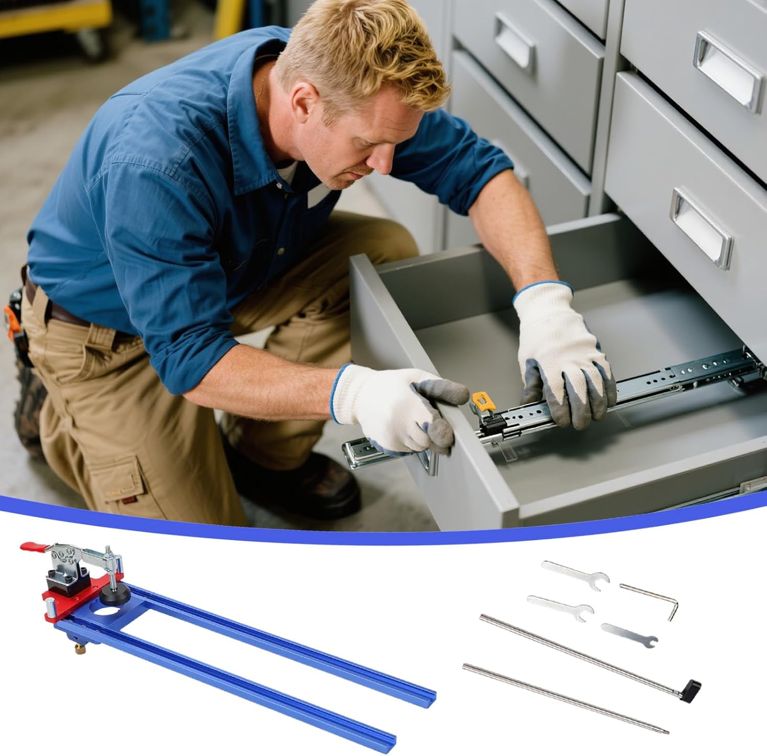 Cabinet Hardware Jig - Drawer Slides Mounting Locator | Non Slip Woodworking Tool for Cabinets, Desks, Furniture & Tables Precision Alignment Tool for Carpenters and Professionals