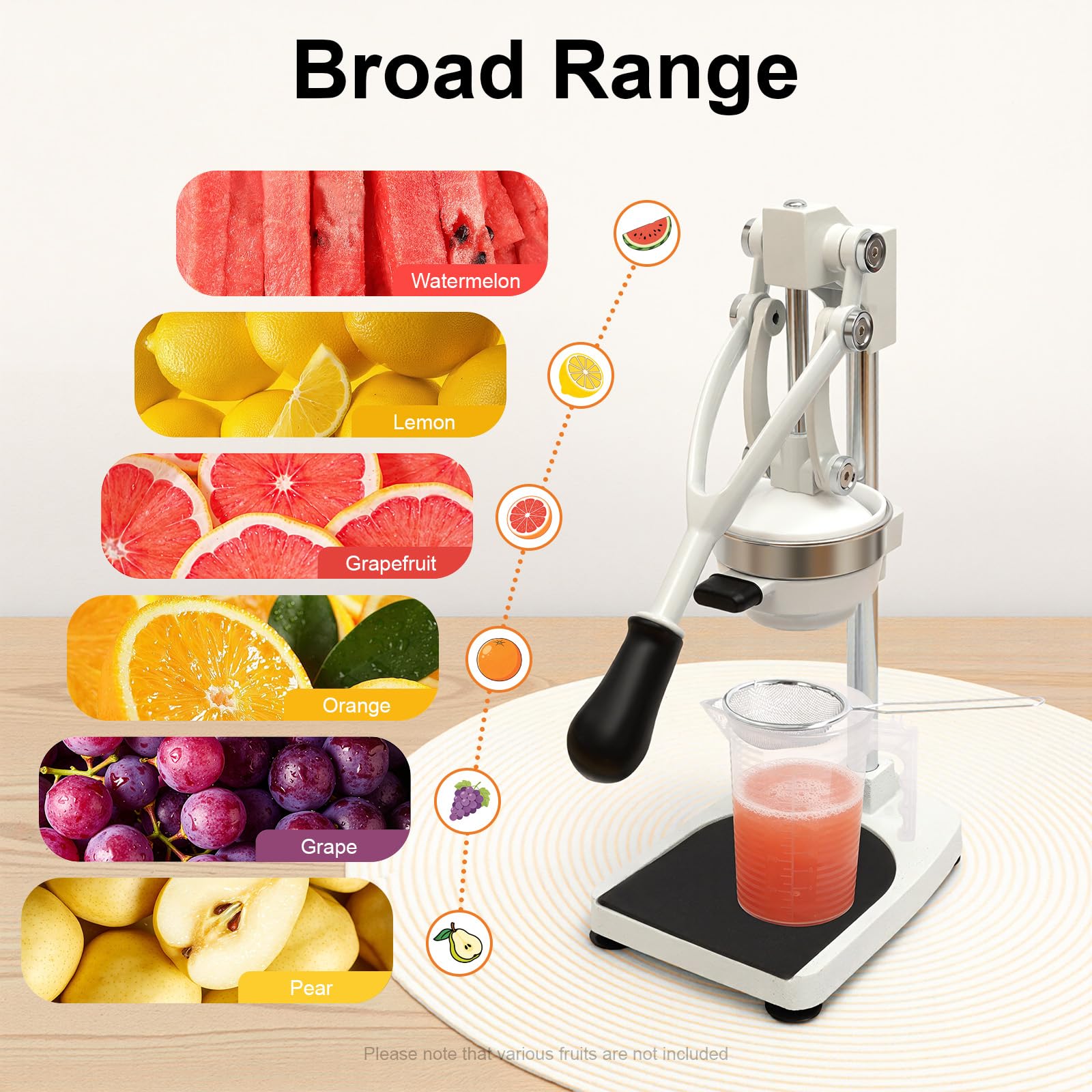 Exprimidor manual de acero inoxidable 304 de grado alimenticio, con 2 cabezales de prensado, exprimidor profesional para naranjas, limones, granadas, hogar y comercio