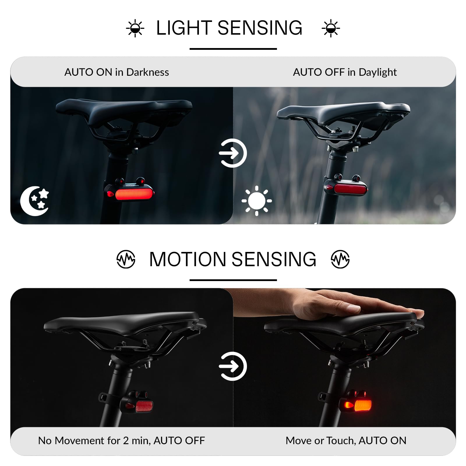 Luce Posteriore Bici ROCKBROS Ricaricabile USB - Fanalino Impermeabile 5 Modalità Per MTB E City Bike - Foto 8