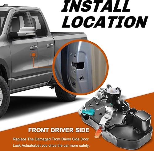 Miniatura 3 de YHTAUTO  Motor de actuador de bloqueo de puerta eléctrica del lado del conductor delantero  Reemplazo para Dodge Ram 1500 2003-2008 2003-2010 Ram