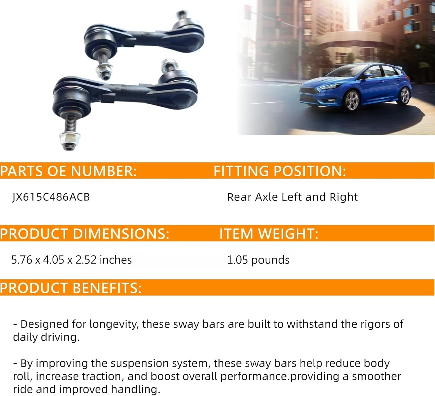 Stabilizer Bar Link Rear Left and Right For Ford Focus CGH OE JX615C486ACB