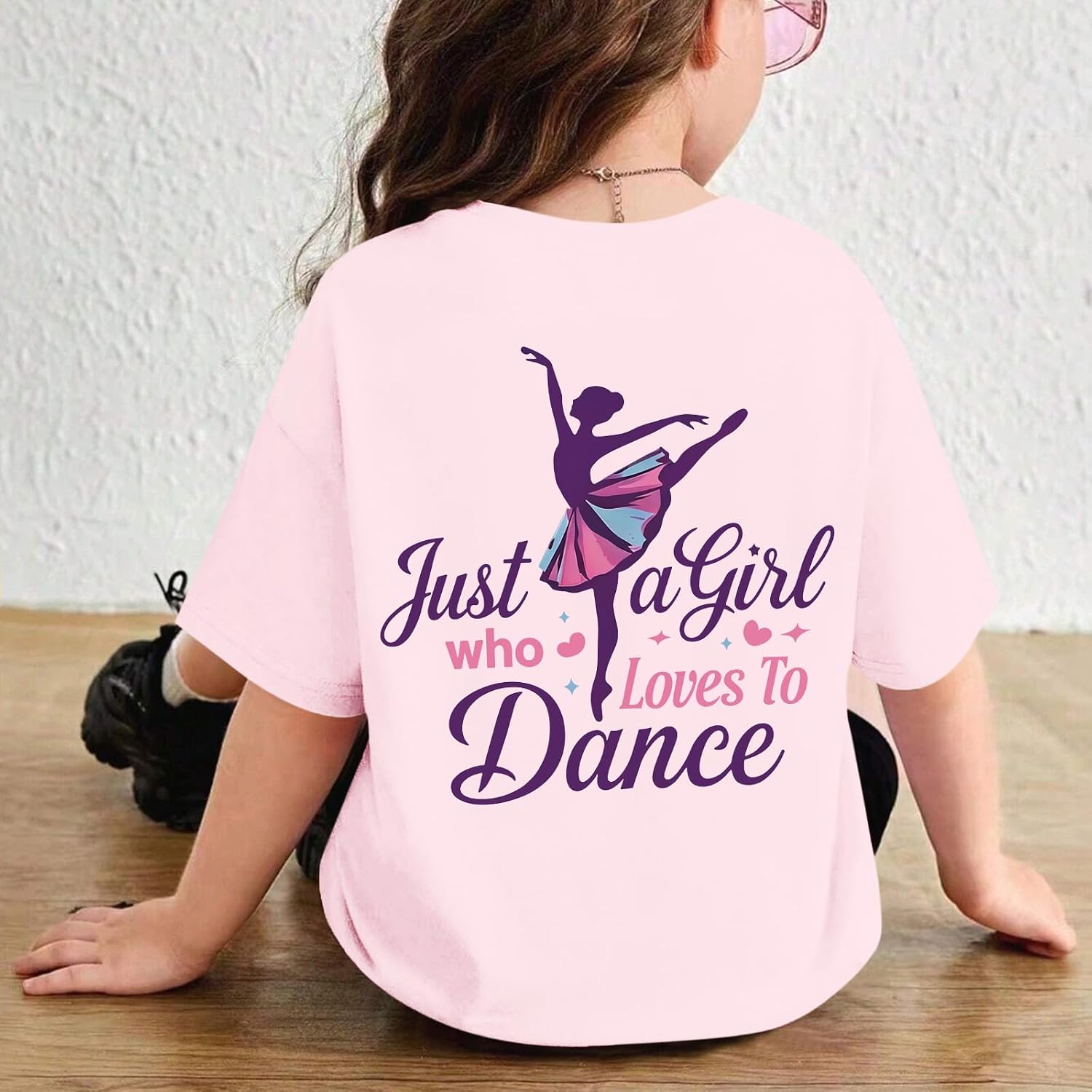 Just A Girl Who Loves to Dance Shirts for Girls Ballet Graphic Tees Cute Kids Tshirt Dancer Gifts Short Sleeve Shirt