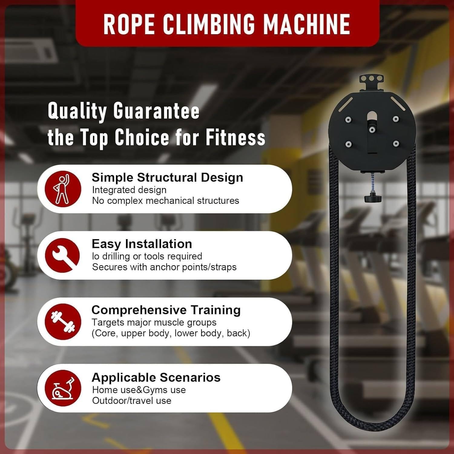 Endless Rope Trainer, Cable Pull System with Adjustable Resistance, Portable Rope Climbing Device for Home Gym, Abdominal & Back Trainer, Full Body Power Rope