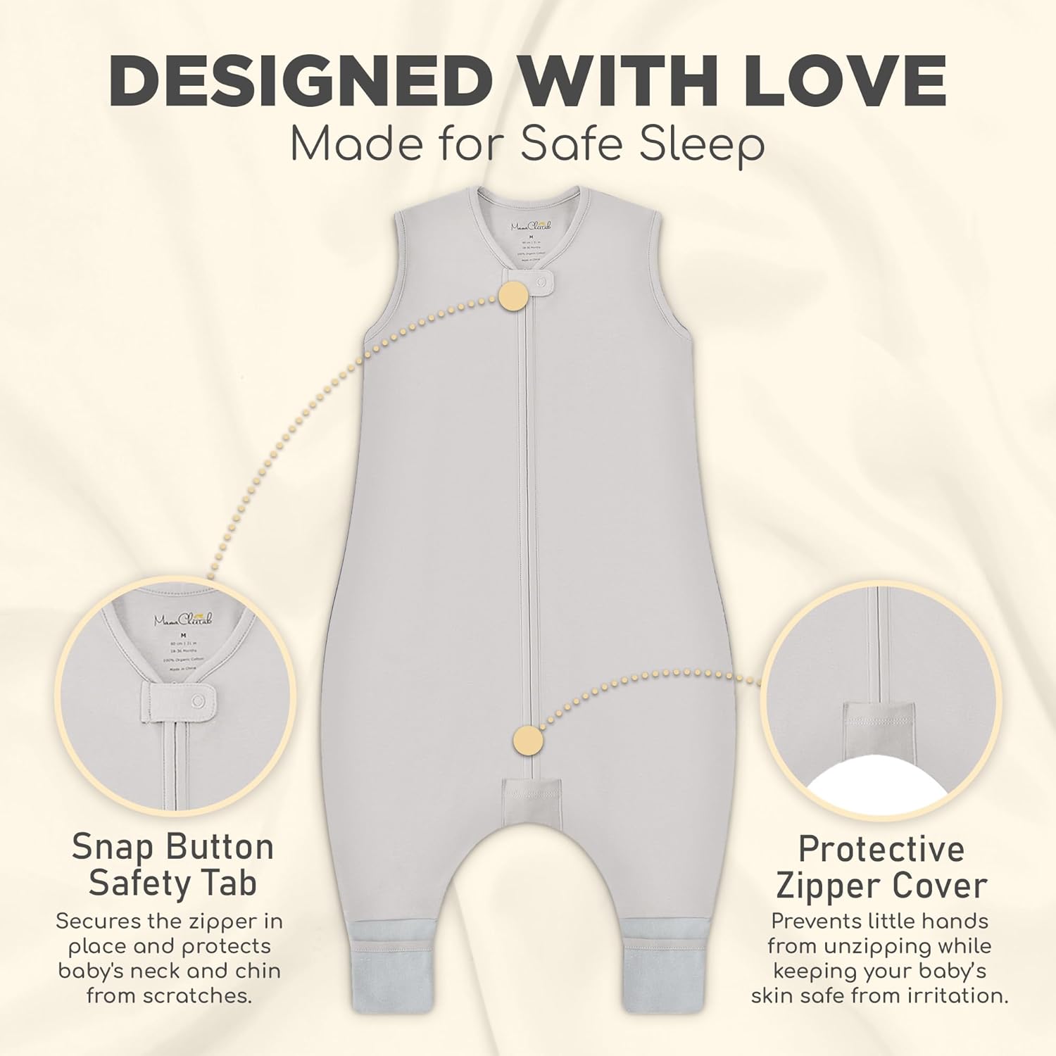 Toddler Sleep Sack with Feet, 0.5 TOG Organic Cotton Baby Sleeping Bag with Legs, Baby Wearable Blankets for Walkers w/ 2-Way Zipper, Baby Sleep Sack for Girls & Boys, Early Walker 18-36 Month - Image 3