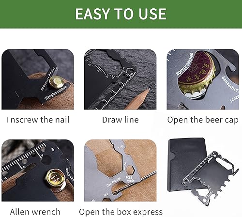Miniatura 4 de Paquete de 2 tarjetas de crédito multiherramienta de reparación rápida para mejoras del hogar supervivencia de bolsillo 43 en 1 tarjeta