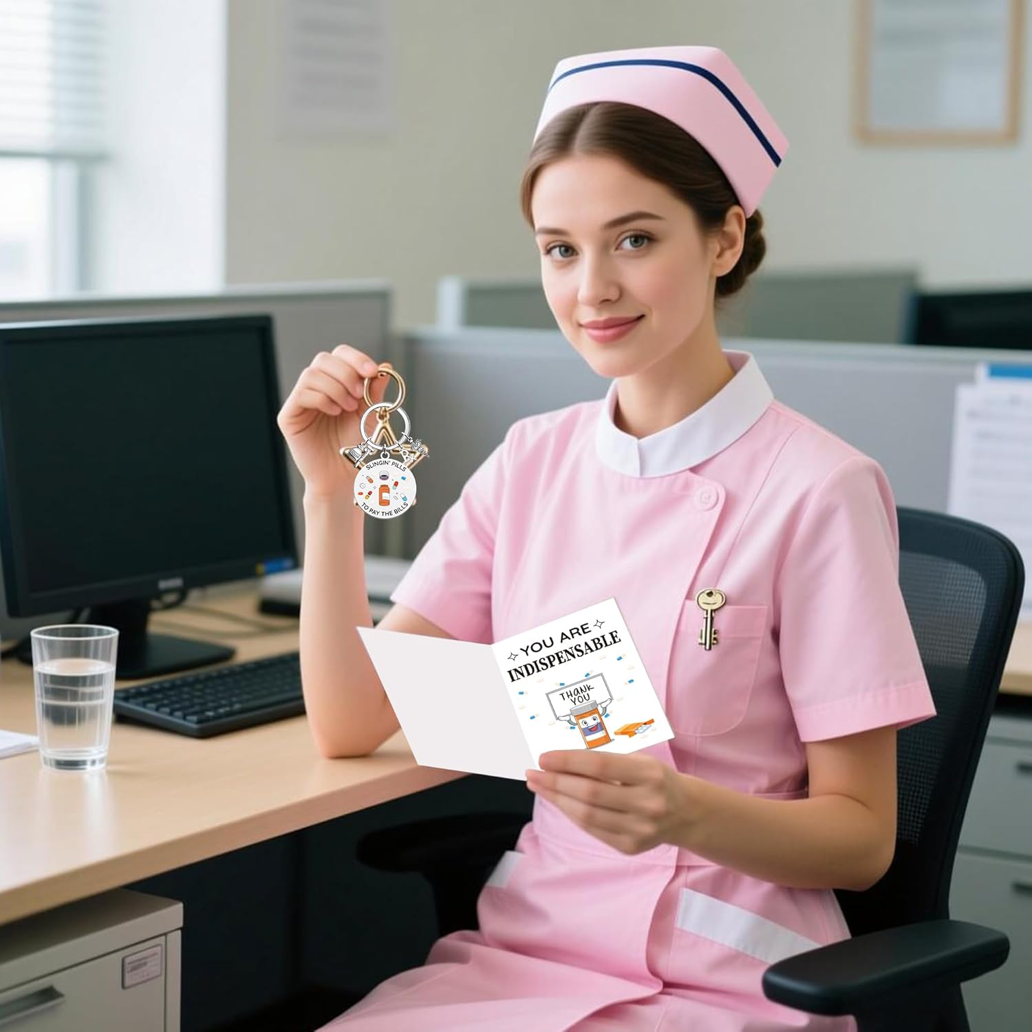 Pharmacy Pharmacist Gifts Keychain Card - Funny Keychain Thank You Card with Envelope Velvet Pouch for Men Women Pharmacy Technician Appreciation Graduation Retirement Medical Office Keyring Gift - Image 4