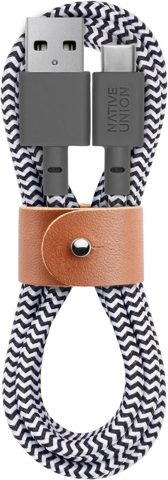 - Native Union Belt Cable USB-A to USB-C - 4ft Ultra-Strong Charging Cable with Leather Strap – Compatible with iPhone 17 Pro, 17e, iPhone Air, Galaxy S26/S25 Ultra, Fold 7/Flip 7, iPad Pro (Zebra)