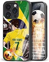 Vista 17 de Fundas personalizadas con nombre y número de fútbol para iPhone 11, 12, 13, 14, 15, 16, 17, 16 Pro Max Plus Mini, Samsung Galaxy Note10 Note20 S8 9