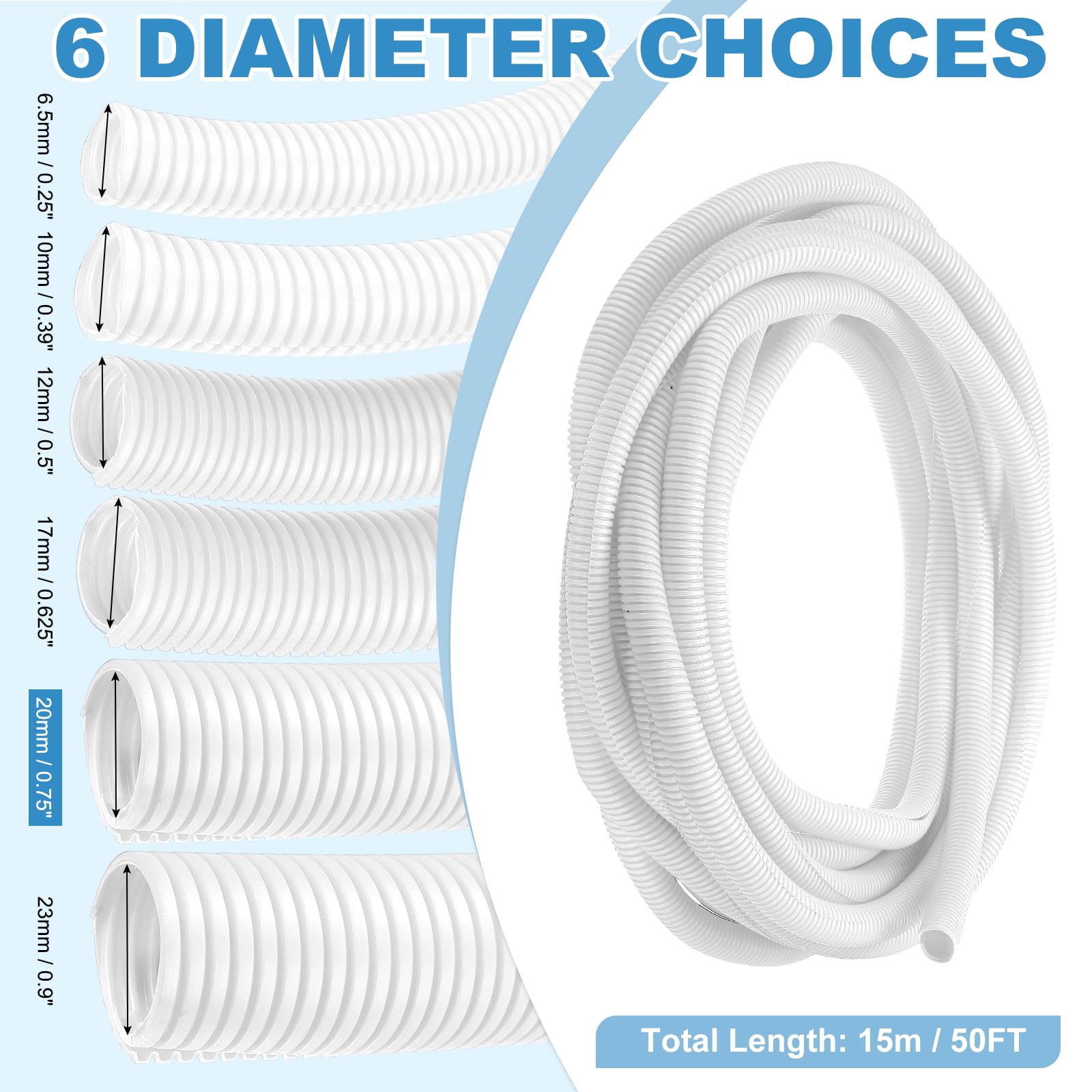 QUARKZMAN Gaine Fendue pour Câbles 3/4"(20mm) Gaine Protectrice Blanc