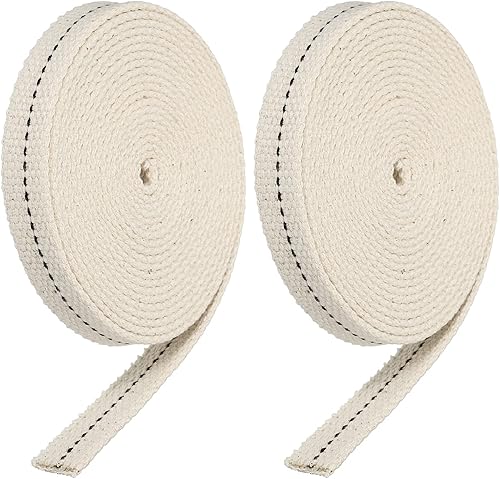 Miniatura 1 de MECCANIXITY Mecha de lámpara de aceite de 12 pulgada de ancho plano de 10 pies de algodón con punto negro para iluminación de quemador de queroseno,