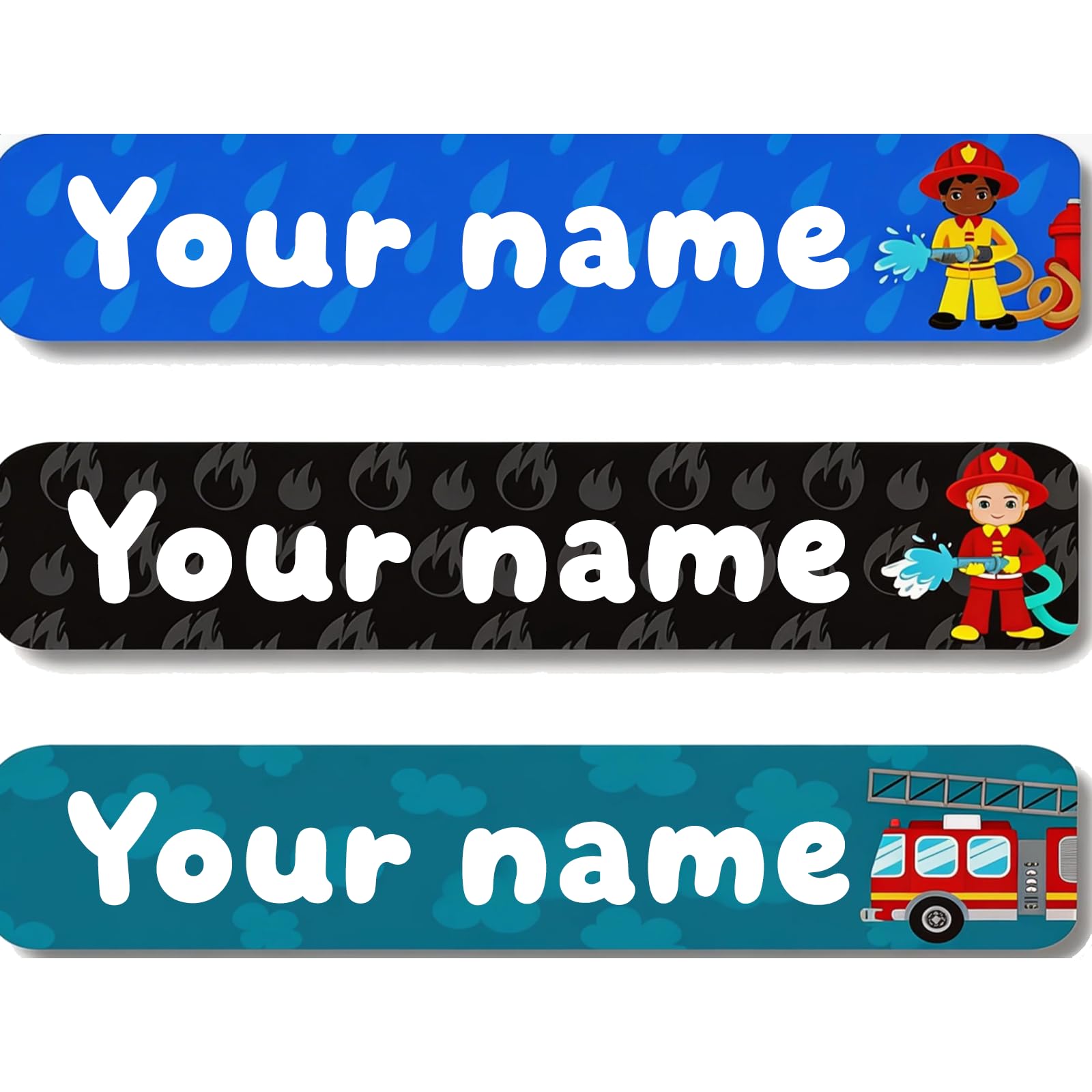 Personalized Waterproof Name Stickers for Kids, Washable Clothing Labels, Durable Name Tags for School, Kindergarten, Lunch Boxes, Books, Toys – Ideal Back to School（Firefighting Hero）