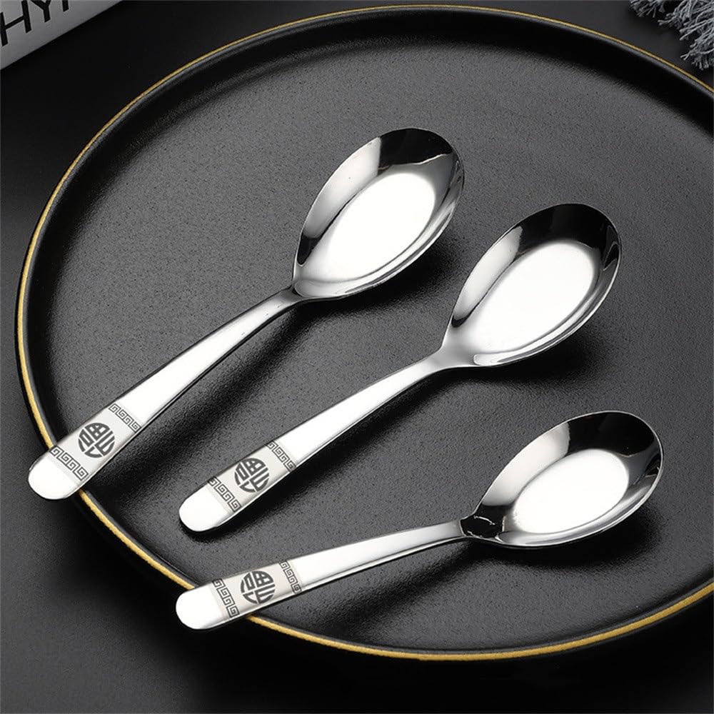 Löffel-Besteck-Set Haushalts-Erwachsenen-Kinder-Abendessen-Rührlöffel für Einfache Reinigung(17.8x4.2cm)