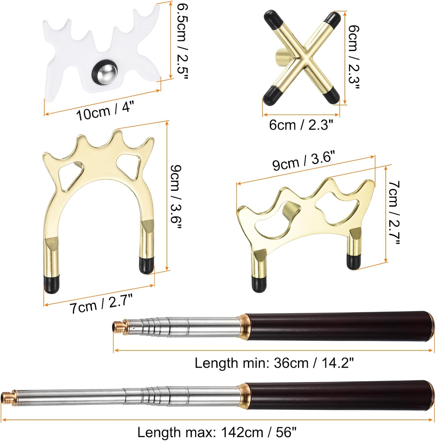 PATIKIL Retractable Billiards Cue Stick Bridge, Pool Cue Accessory with Removable Metal for Pool Table Competition