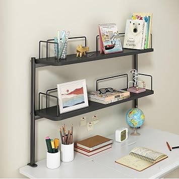 Clamp-on Desk Shelf, Clamp on Desk Organizer Shelf, Desk Extender Side Table, Small Desk Extension Shelving Unit, for Desktop Accessories, Office Organization, Gaming DevicesBlack,60cm/23.6"