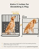 Vista 5 de Jaula resistente de 48 pulgadas para perros grandes, paneles mejorados a prueba de masticación, panel de suelo ampliado con comodidad, perrera