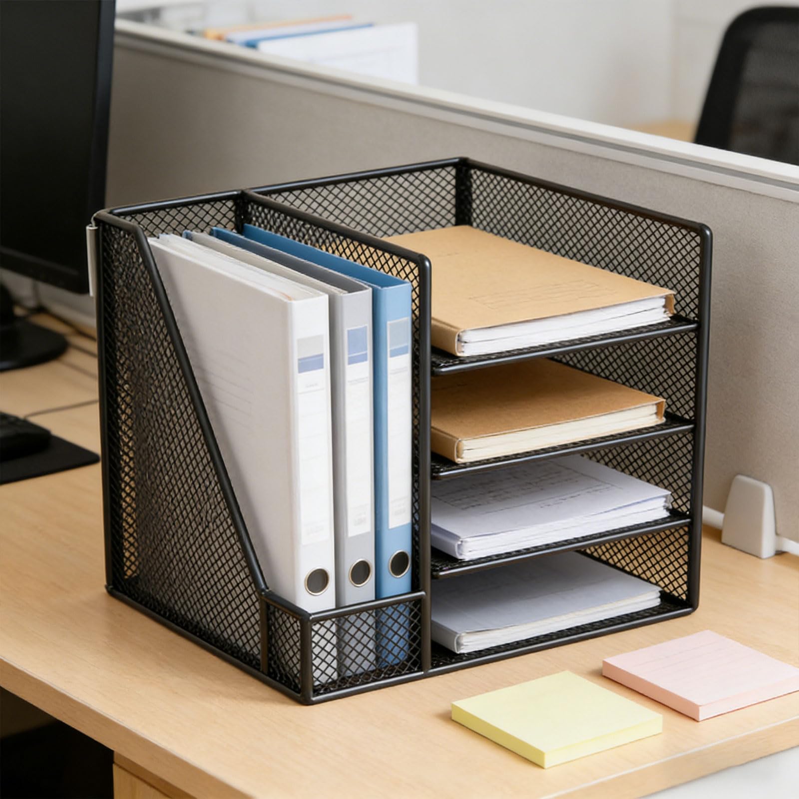 Schreibtisch Organizer, 4-stufige Schreibtisch Organizer für Papierakten mit Aktenhaltern, Schreibtischzubehör und Arbeitsplatzorganisation, Aufbewahrung und Zubehör