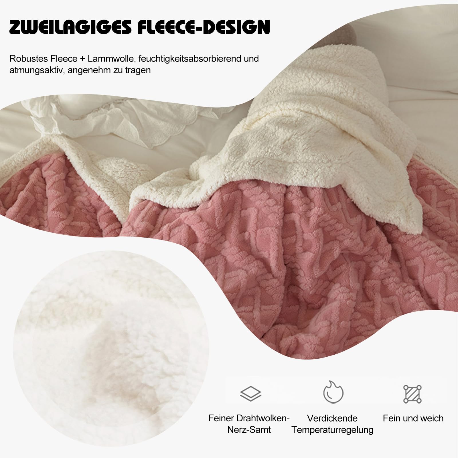 Ergocar Flauschige Kuscheldecke, Sofadecke Doppelgesicht Dicke Decke, Dicke Warme Sherpa Fleece Plüsch Decken, Kunstpelz Fleece Sherpa Wolldecke für Couch, Stuhl und Bett