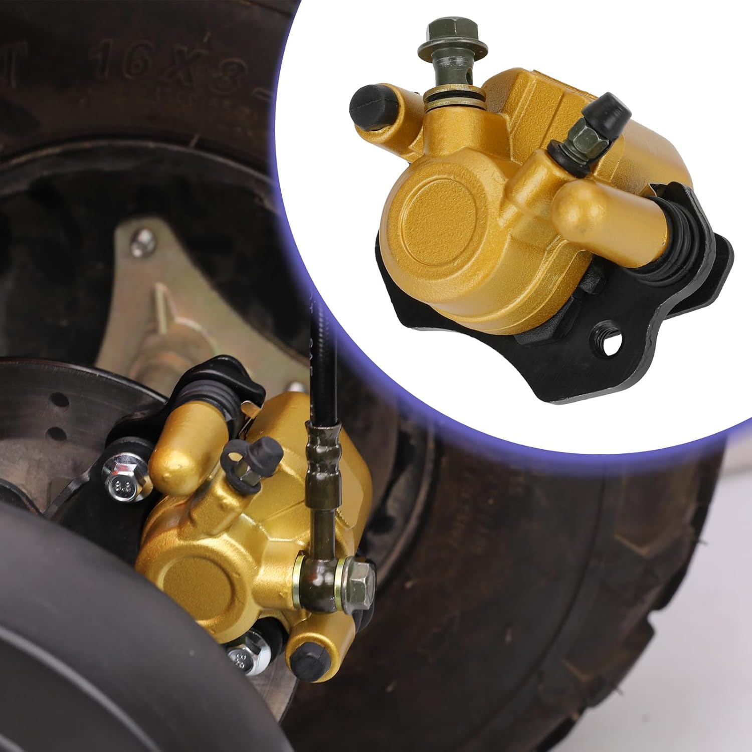 KT196 Go Kart Brake Master Cylinder Caliper with 69" Hydraulic Brake Oil Hose Assembly Replacement for Coleman KT196 196cc GK200 Go Kart Pads Cable Powersports Parts Accessories