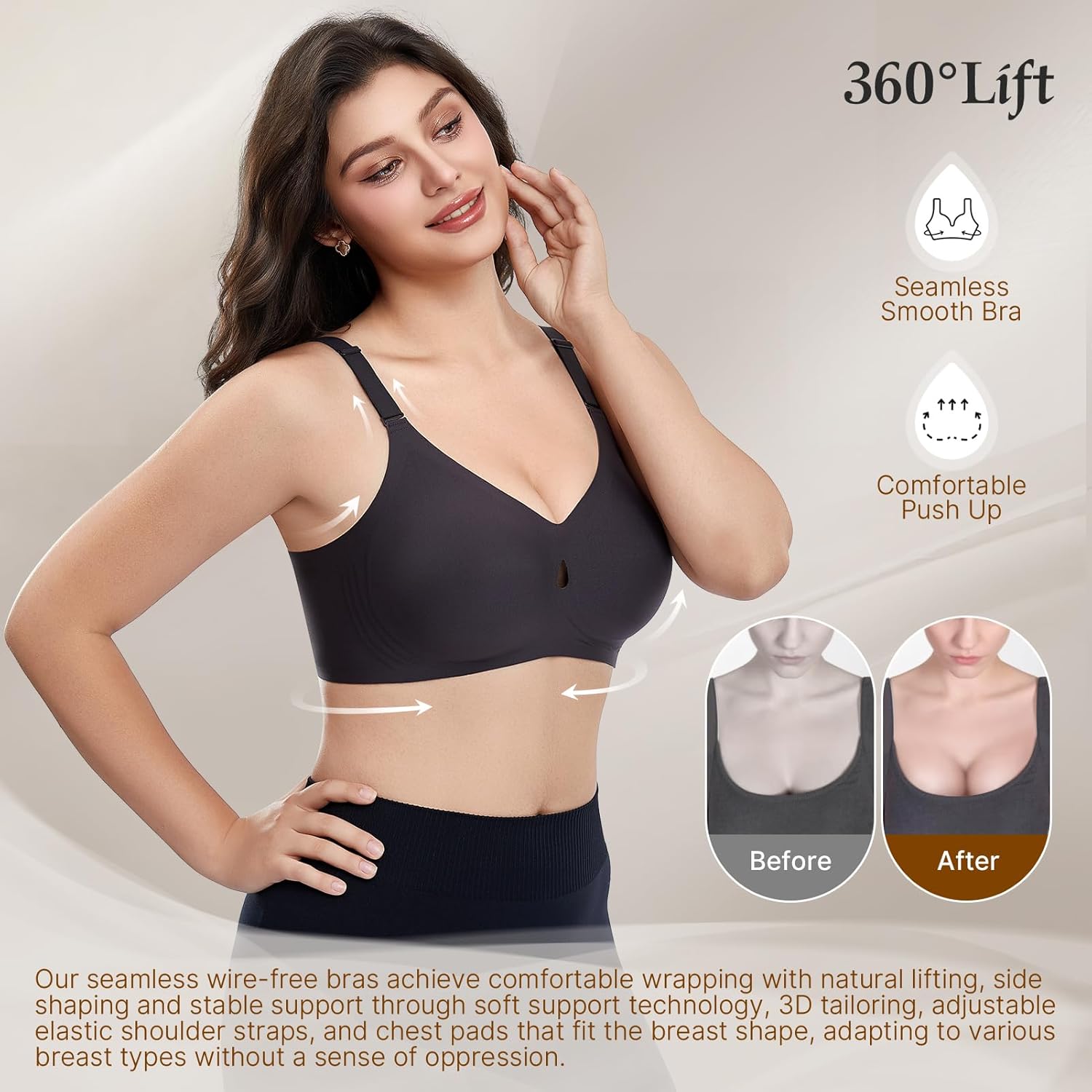 Wireless Bras for Women Comfortable Water Dropplet Full Coverage Bralette Seamless T Shirt Bras No Underwire - Image 6