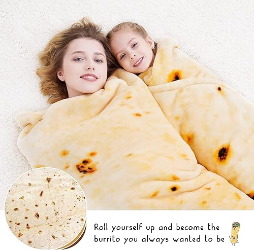 Miniatura 56 de Manta gigante CASOFU con diseño de tortilla de harina, manta de tortilla para tu familia, suave y cómoda manta de franela para adultos