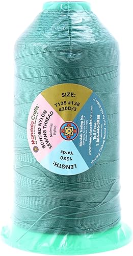 Miniatura 648 de Mandala Crafts Hilos de coser resistentes de nailon consolidado, hilo para tejer jeans de cuero, hilos de tapicería marina al aire libre, Beige