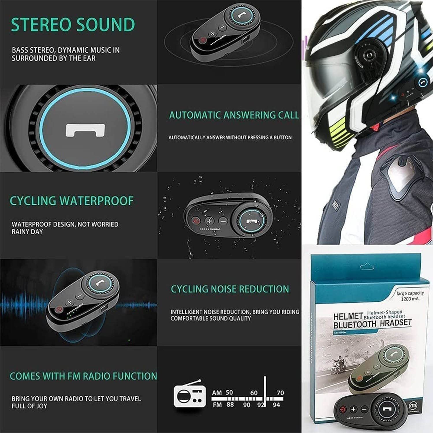Casque Modulable Moto Bluetooth Intégré ​avec Double Visière ECE Homologué pour Scooter Casque De Moto Homme Et Femme Casques Integral Modulables A,XXXL