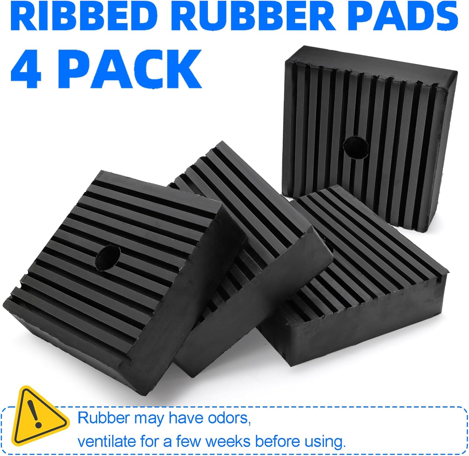 Bekith 4 Pack Anti Vibration Pads, Ribbed Rubber Vibration Isolation Pads, Shock Pad for Air Compressor, HVAC, Air Conditioner, Washer and Dryer, Treadmills, 4" x 4" x 1.2"