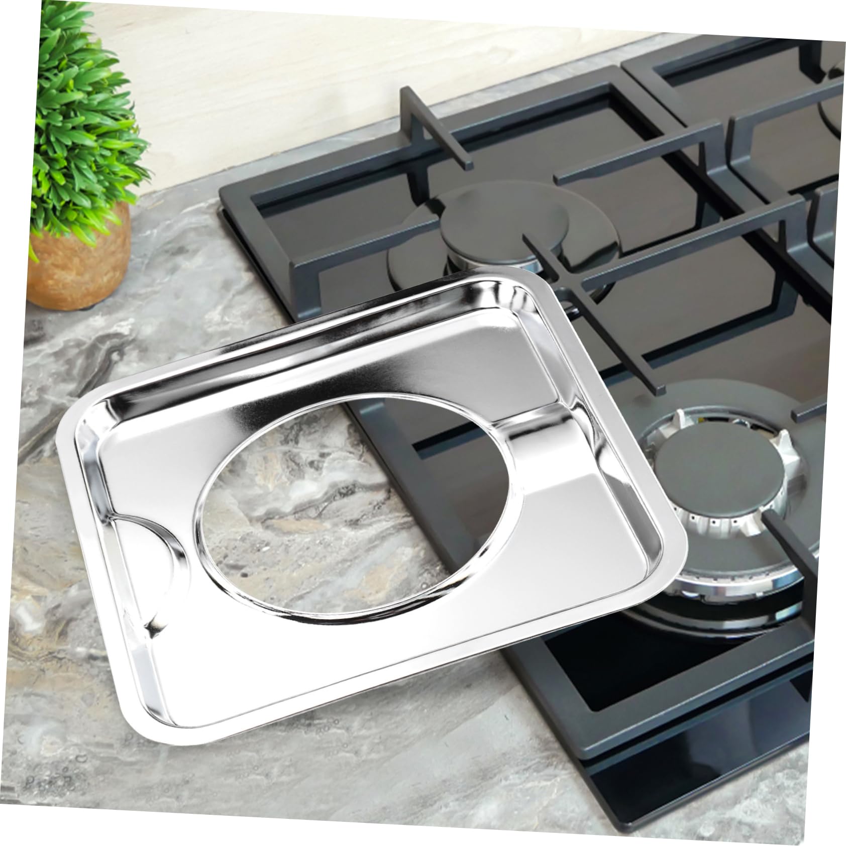 Bandejas de Goteo Cuadradas de Acero Inoxidable 19cm, 4 Piezas