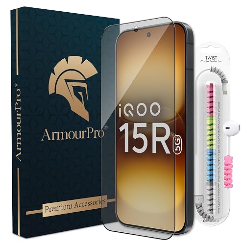 ArmourPro Anti-Glare Matte Tempered Glass for iQOO 15R - Anti Fingerprint Screen Protector, 9H Scratch Resistant, Smooth Touch, Easy Installation Kit with Cable Protector