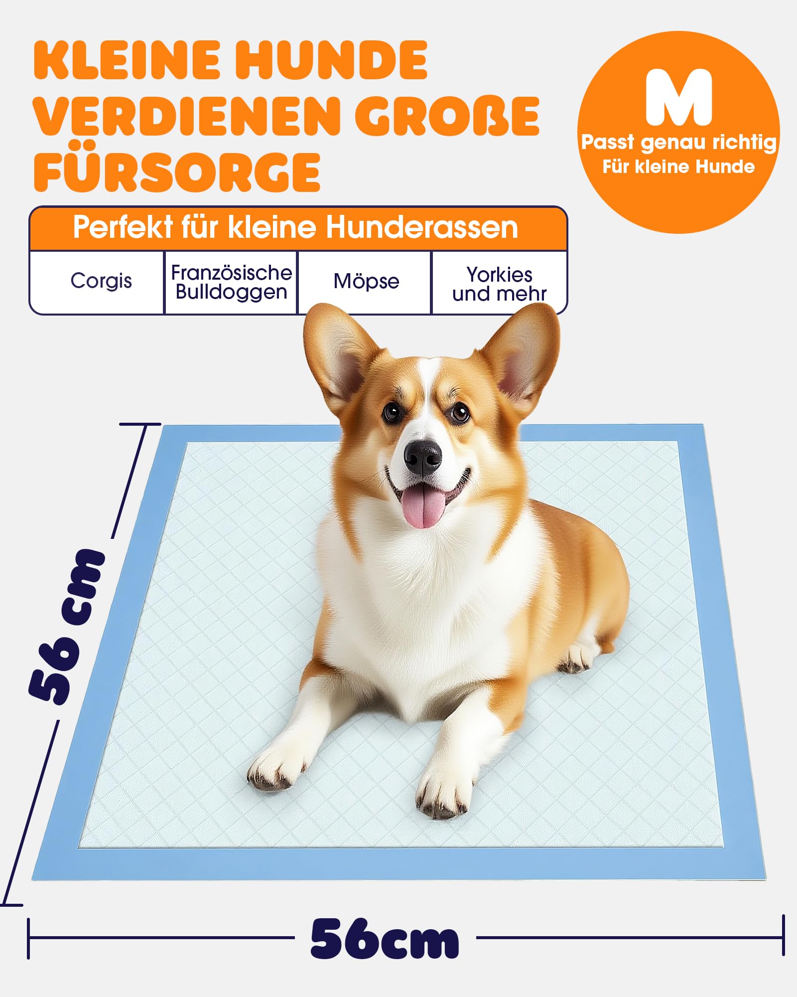 Powools Welpenunterlagen - Saugfähige PIPI Matten für Hunde, Schnelltrocknende Trainingspads, Auslaufsichere Welpen Unterlagen für Boden, Möbel & Auto, 56 x 56 cm, 100 Stück