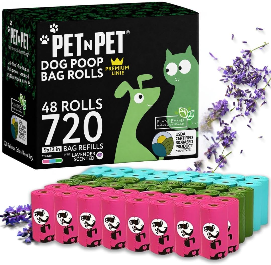 Pet N Pet Dog Poop Bags Rolls, 720 Count, Lavender Scented, Colorful