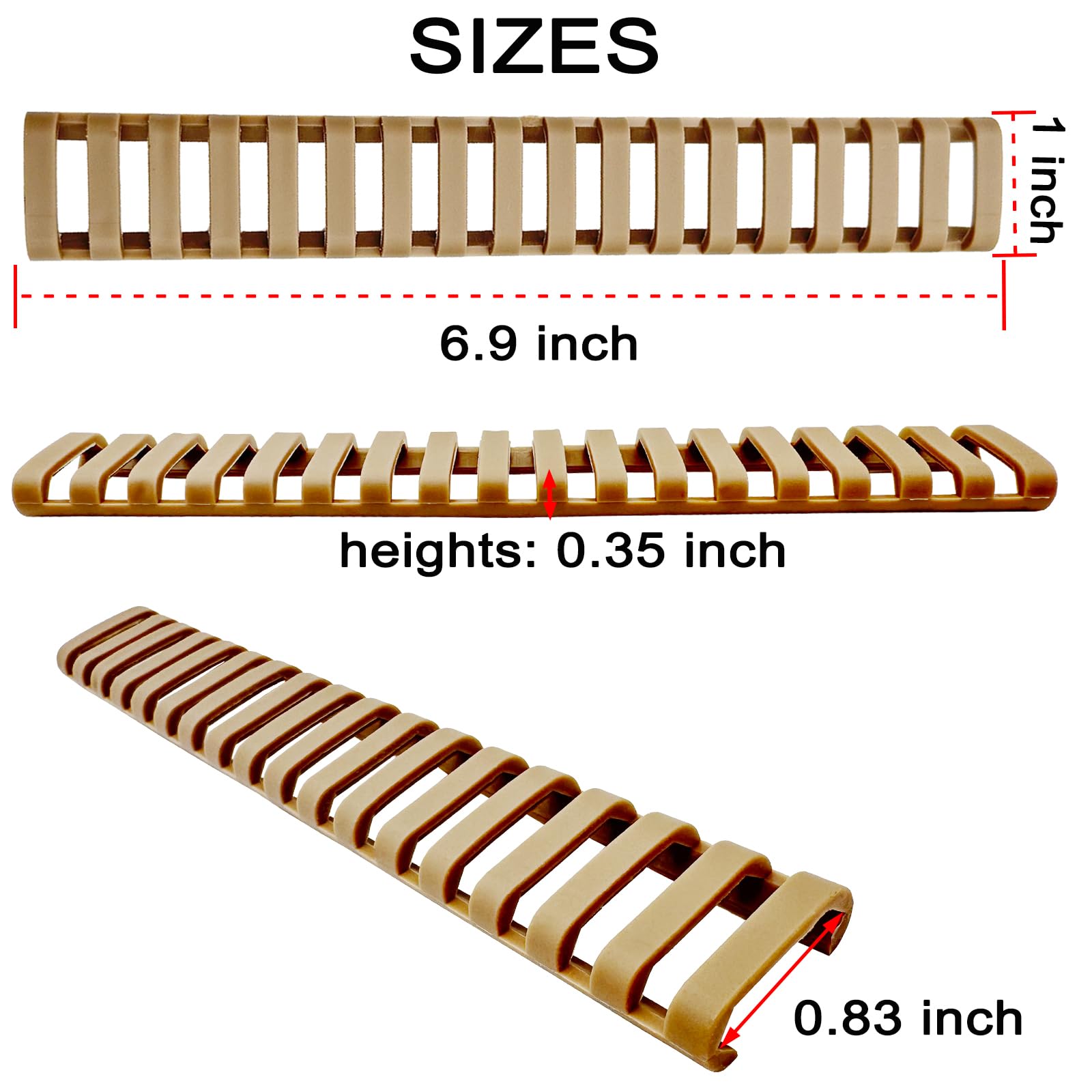 DDOUT Picatinny Rail Cover Rubber, Tan 18-Slot Rubberized Rail Protection Ladder, Cut to Any Size for Easy Installation