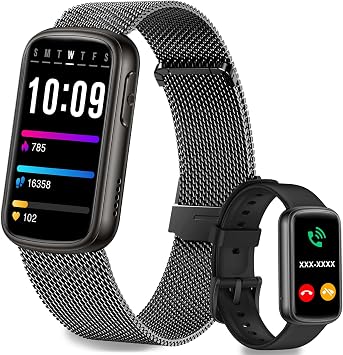 Efolen Smart Watches for Men Women,Fitness Watch with Bluetooth Call,Heart Rate/Blood Oxygen/Sleep Monitor,140+ Sports Modes 1.47 Smartwatch for Android iPhone,IP68 Waterproof,2 Bands,Black